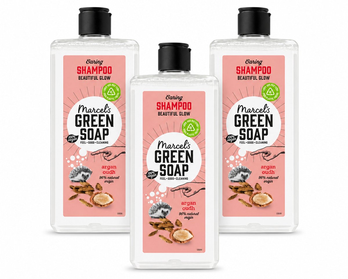3 x Marcel's Green Soap - Shampoo - Argan & Oudh - Versterkt & verzorgt - 300 ml - Voordeelverpakking - 3 stuks