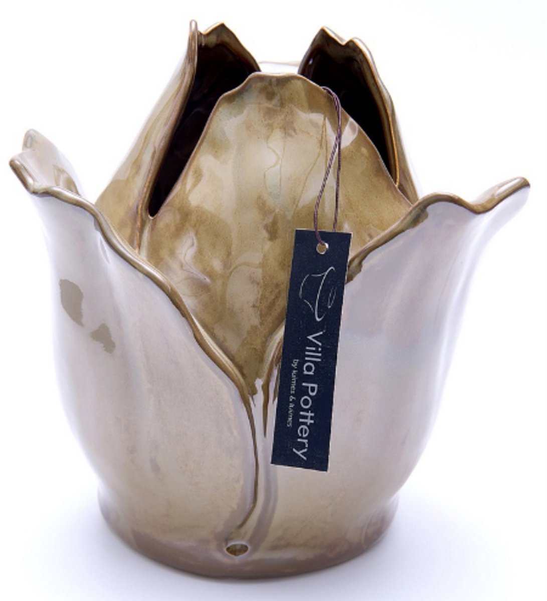 Villa Pottery Vaas - Villa Pottery - Woondecoratie - Decoratie - Porselein - Waterdicht - Rosedale 1_3 Brown Reactive Bruin