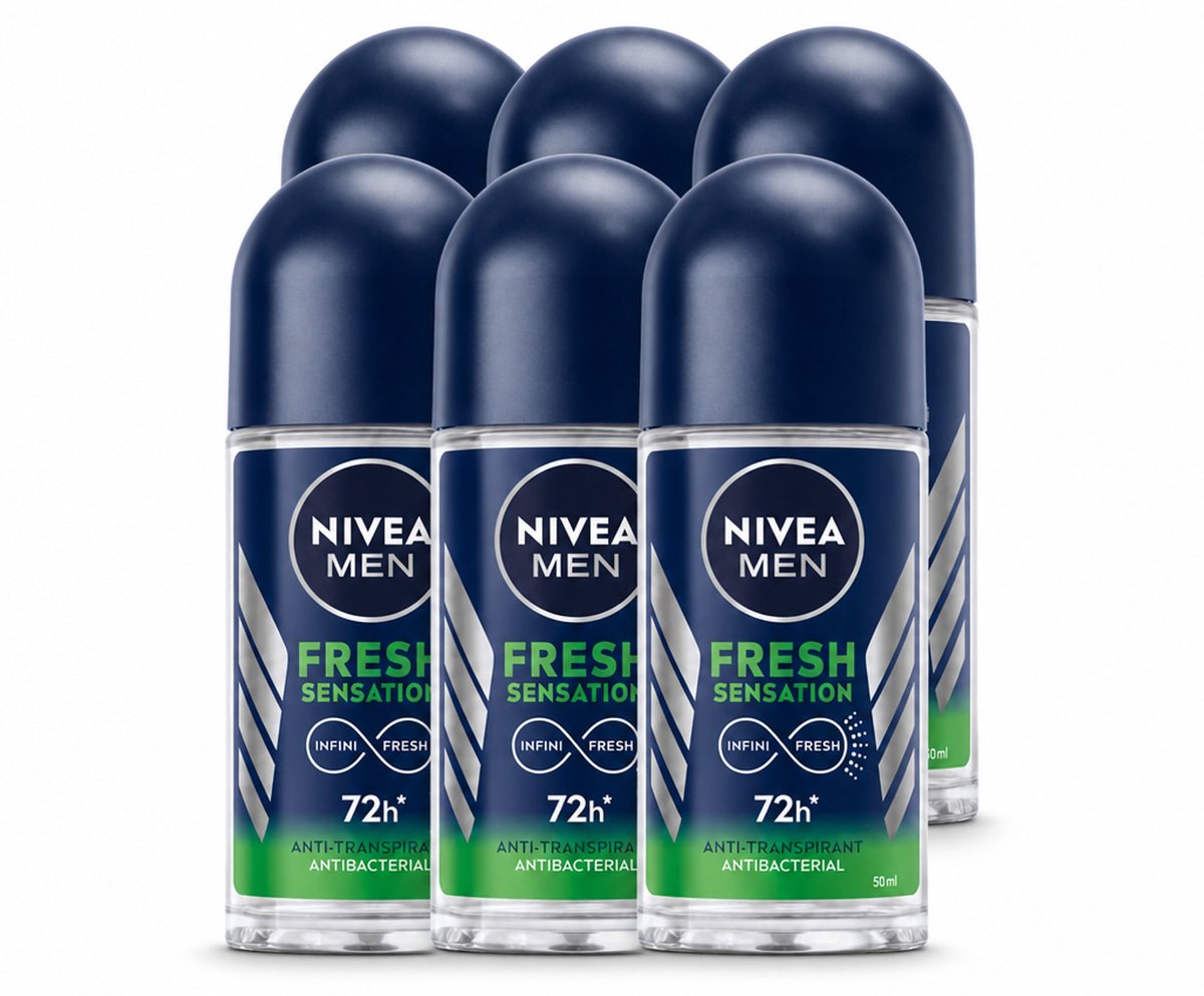 6 x NIVEA MEN - Deodorant Roller - Fresh Sensation - 50 ml - Voordeelverpakking - 6 stuks