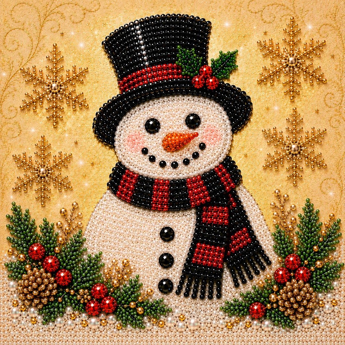 Casalora DIY Kerst Parel Diamant Schilderij Kunstset - Diamond Painting Sneeuwpop voor Volwassenen & Beginners - 20 x 20 cm
