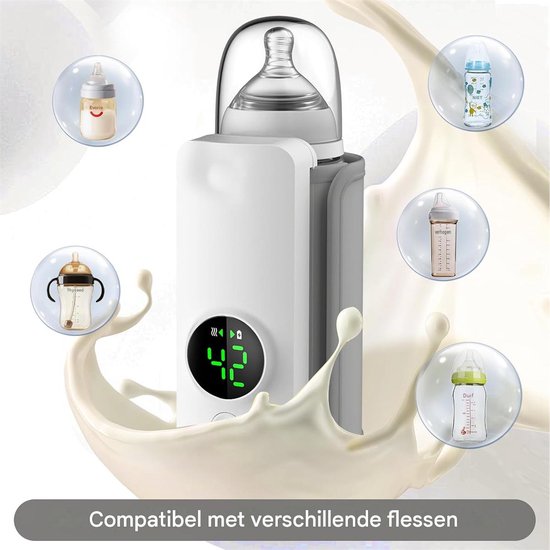 carmdering - Draagbare Flessenwarmer Baby – Draadloos – 2000 mAh – 6 Temperatuurstanden – Waterloos – USB-C — afbeelding 2