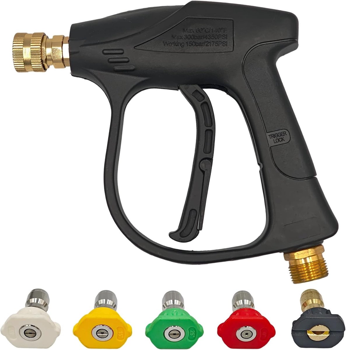 Krachtige Hogedrukspuitpistool met 5 Spuitmonden, 4000 PSI en 1/4 Inch Snelsluiting voor Auto, Tuin en Terras