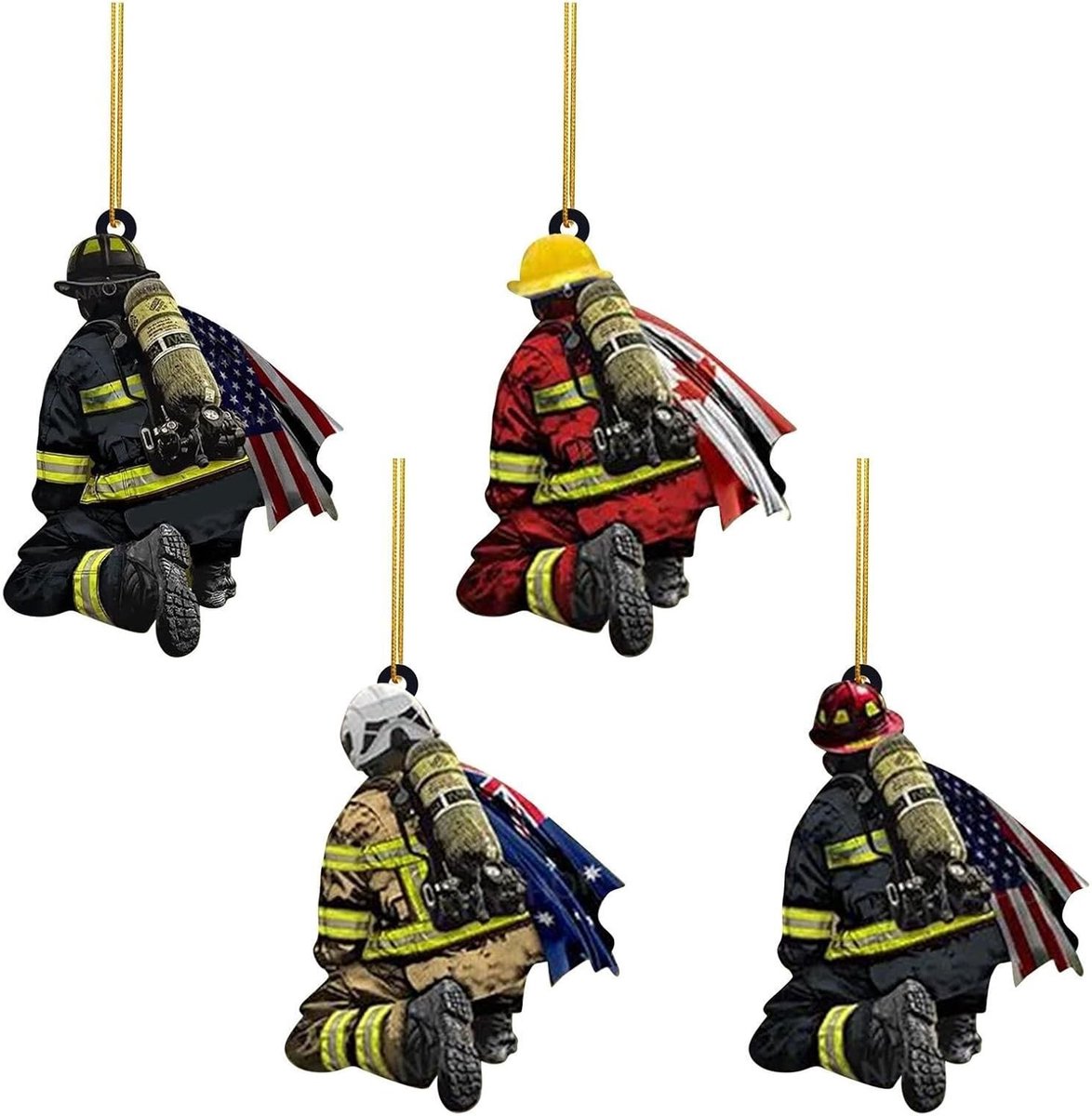 Kerstdecoratieset met 4 Stuks Acrylaat Ornamenten voor het Versieren van Bomen, Ramen en Auto's