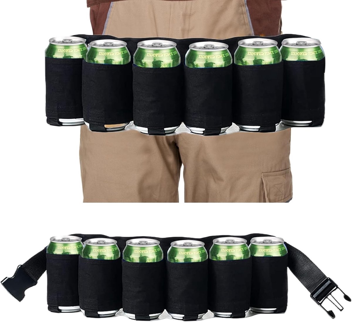 Draagbare Biervriend: Verstelbare Heupriem voor 6 Blikjes Bier met Stevige Sluiting en Comfortabel Design