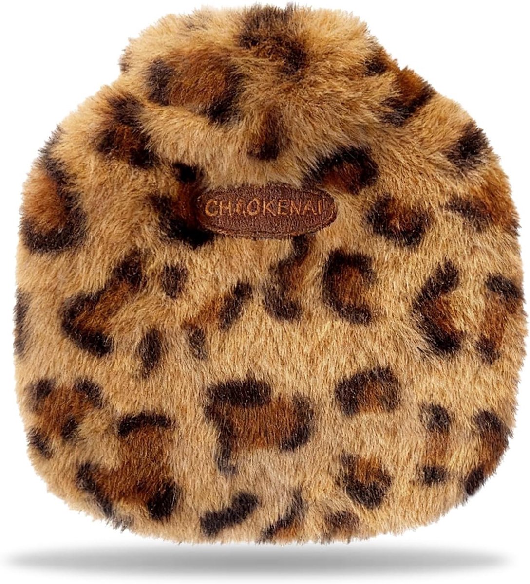 Warmteknuffel - Khaki - 350 ml - Pluizige Warmwaterkruik met Luipaardprint - Voor Handen, Voeten en Buik