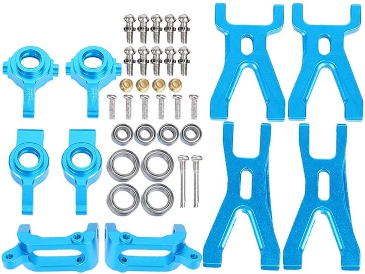 Upgrade Set voor Schokdempers en Voor/ Achterwielen voor WLtoys A959 A979 A959B A979B RC Auto, Blauw - Vervangingsonderdelen, Verbeterde Prestaties en Duurzaamheid