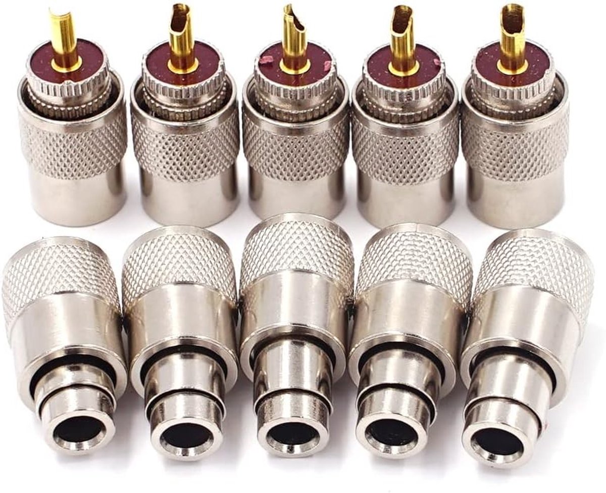5 Stuks Coaxiale Kabelconnectoren UHF Head PL259 - Geschikt voor LMR195, RG58, RG213 en Meer