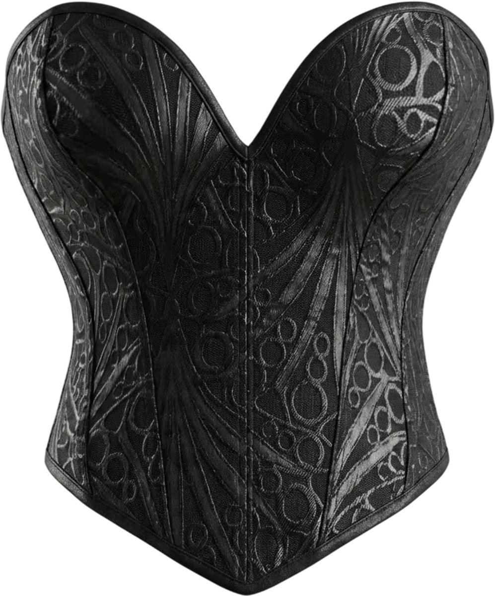 Sexy Dames Corset Top – Vintage Glitter Brokaat, Strapless Bustier, Tailletrainer & Body Shaper - Zwart - Maat M