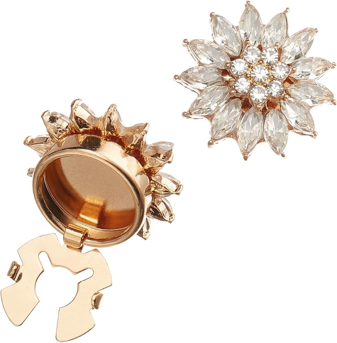 2 Stuks Kristallen Strass Knopcovers met Bloemmotief voor Kleding, Jassen en Trouwkostuums