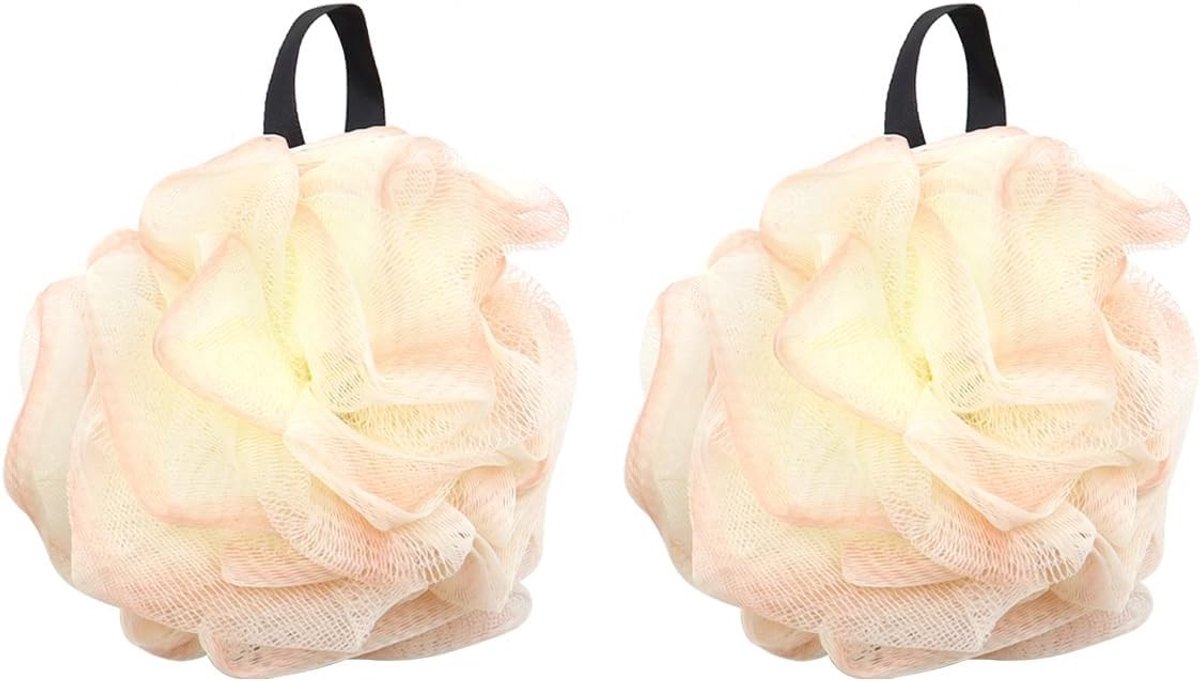 Set van 2 Exfoliërende Bad Sponsen voor Douche, Lichtgewicht Loofah Ballen en Massage Sponsen voor een Verfrissende Lichaamsreiniging
