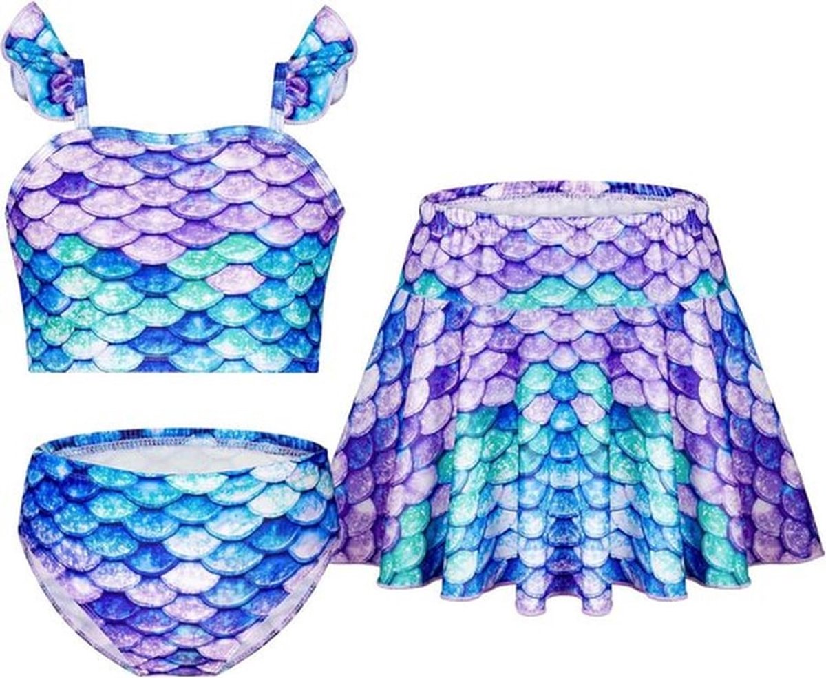 Meisjesbikini set met rok, bustier en bikinislip voor kinderen - Badmode voor meisjes met bijpassende tankini