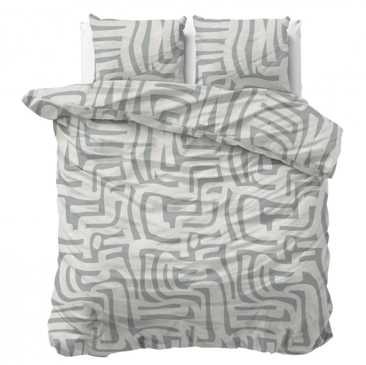 Sleeps Danis Flanel Dekbedovertrek Groen/Grijs - 240x200/220 cm - Warm en Zacht