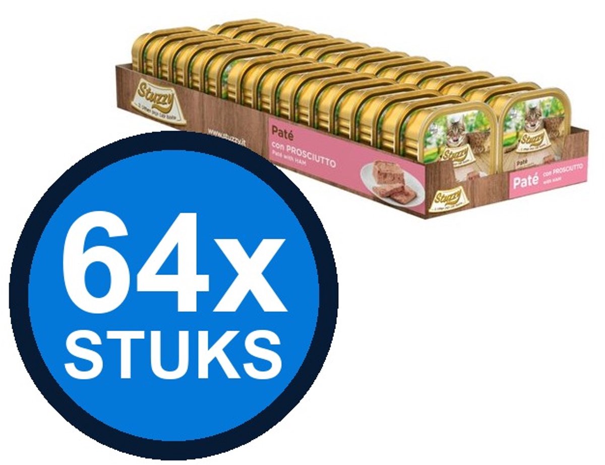 64x Stuzzy - Kat Paté Ham - Kattenvoer Natvoer - 100g