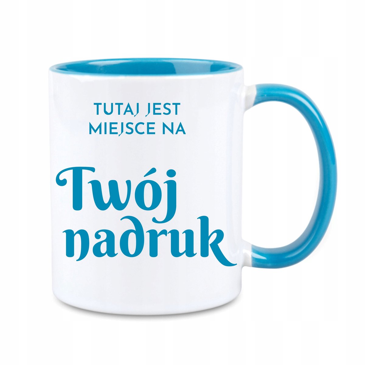 Merkloze Witte Mok met Lichtblauwe Accenten - 330ml - Personaliseerbaar