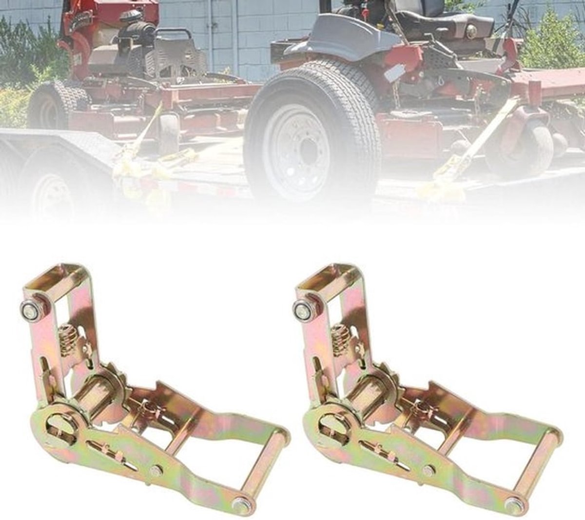 Tie Down Ratelspanner Set van 2, 1,5 Inch Koolstofstaal, 2500 Kg Draagkracht - Stevige Tie Down Straps met Ratel voor Veilig Vastzetten