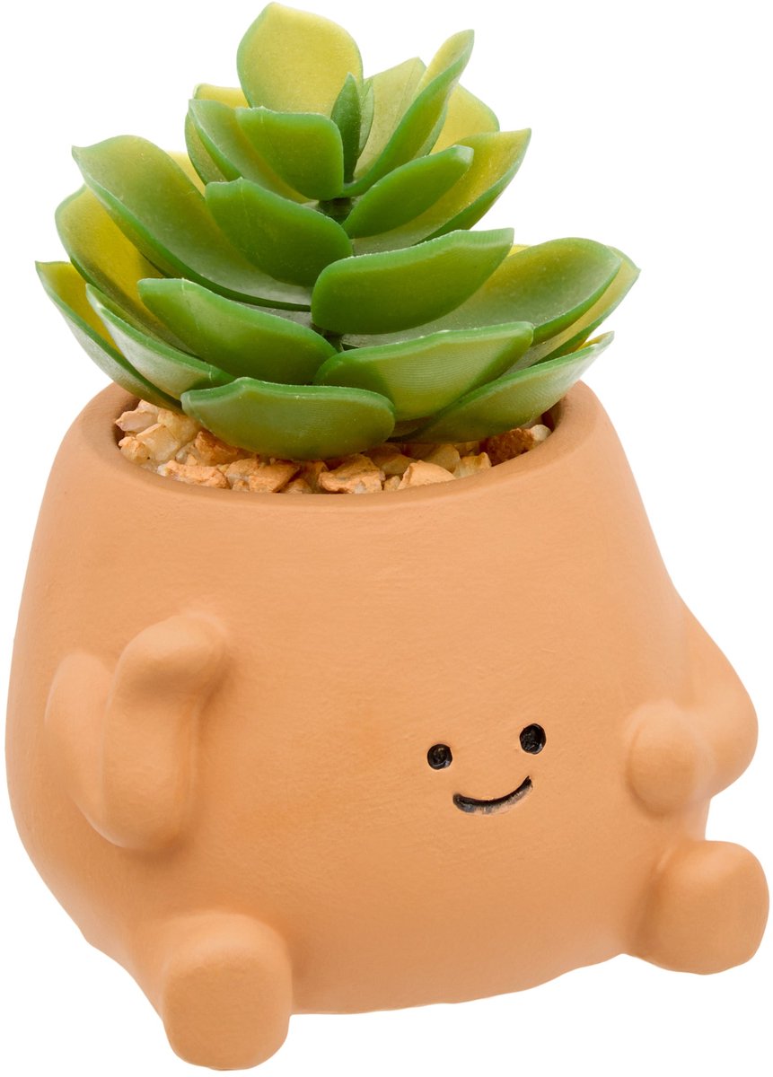 Atmosphera Nippo Agave Kunstplant met Pot - 8x8x12cm - Oranje