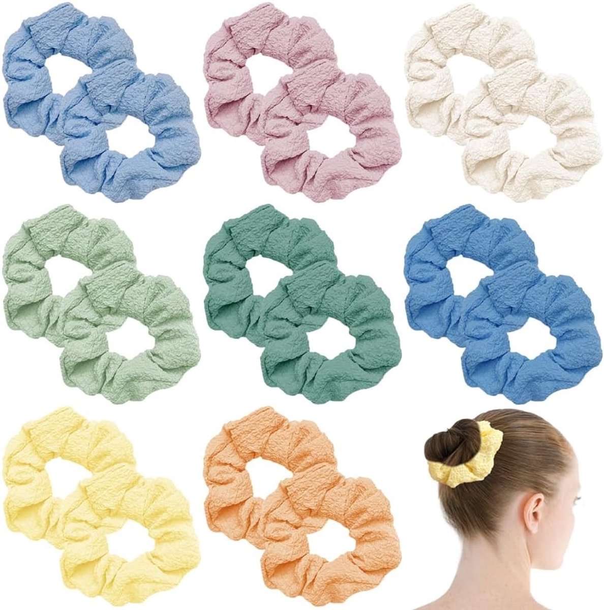 Kleurrijke Haar Scrunchies Set van 16 Stuks, Elastische Ponytail Houders, Pastel Haaraccessoires voor Sport en Dagelijks Gebruik