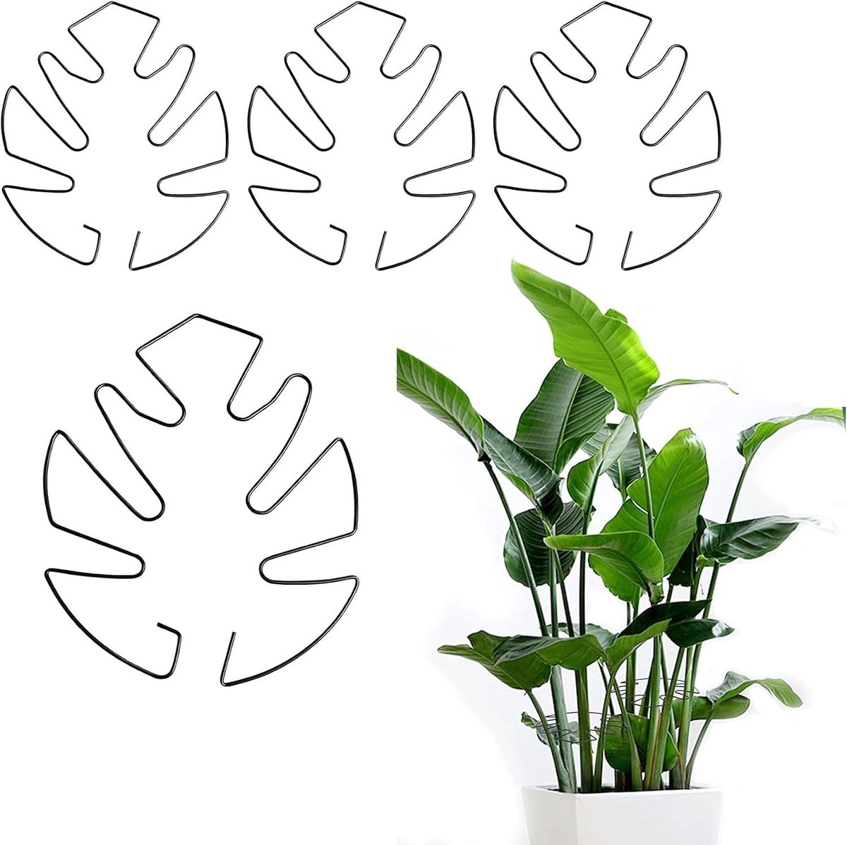 4 Stuks Plant Support voor Monstera en Andere Kamerplanten, Decoratieve Steun voor Binnen en Buiten, Sterke Stemondersteuning en Tuinaccessoires