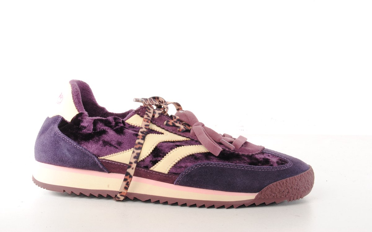 MRP dames sneaker Utah suède en velours paars en beige