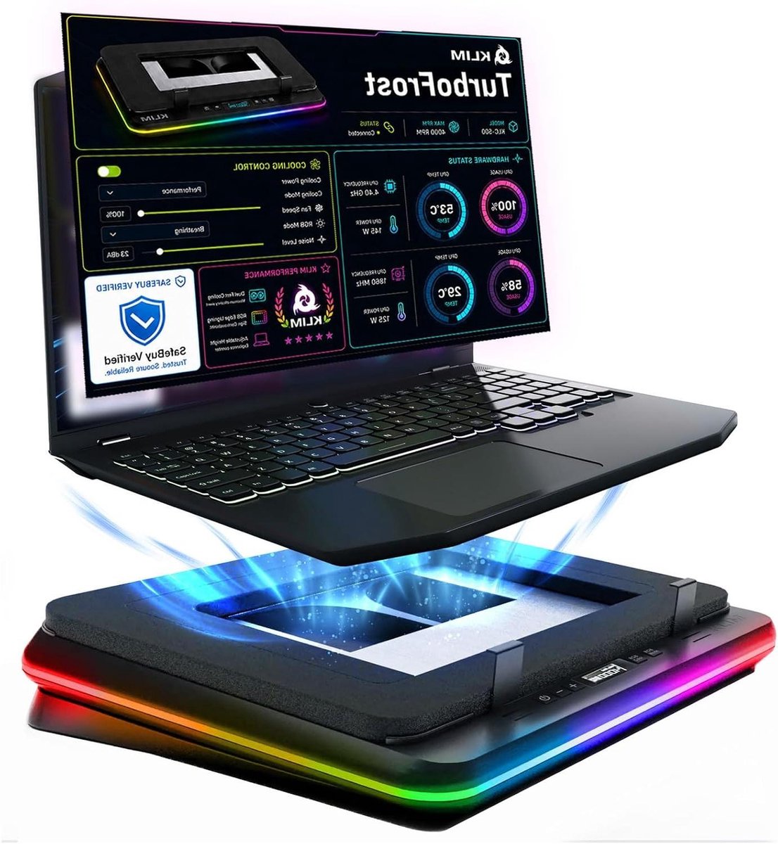 Laptopkoeler - Koelpad Ventilator - Laptop Koelen - Vier Turboventilatoren - Tot 17 inch - Grijs