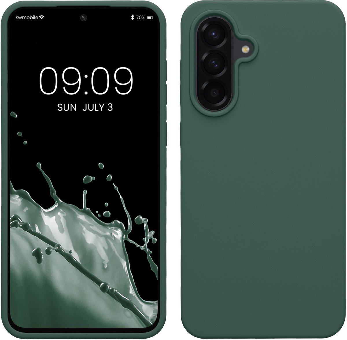 kwmobile telefoonhoesje geschikt voor Samsung Galaxy A56 5G - Hoesje met siliconen coating - Smartphone case in mosgroen