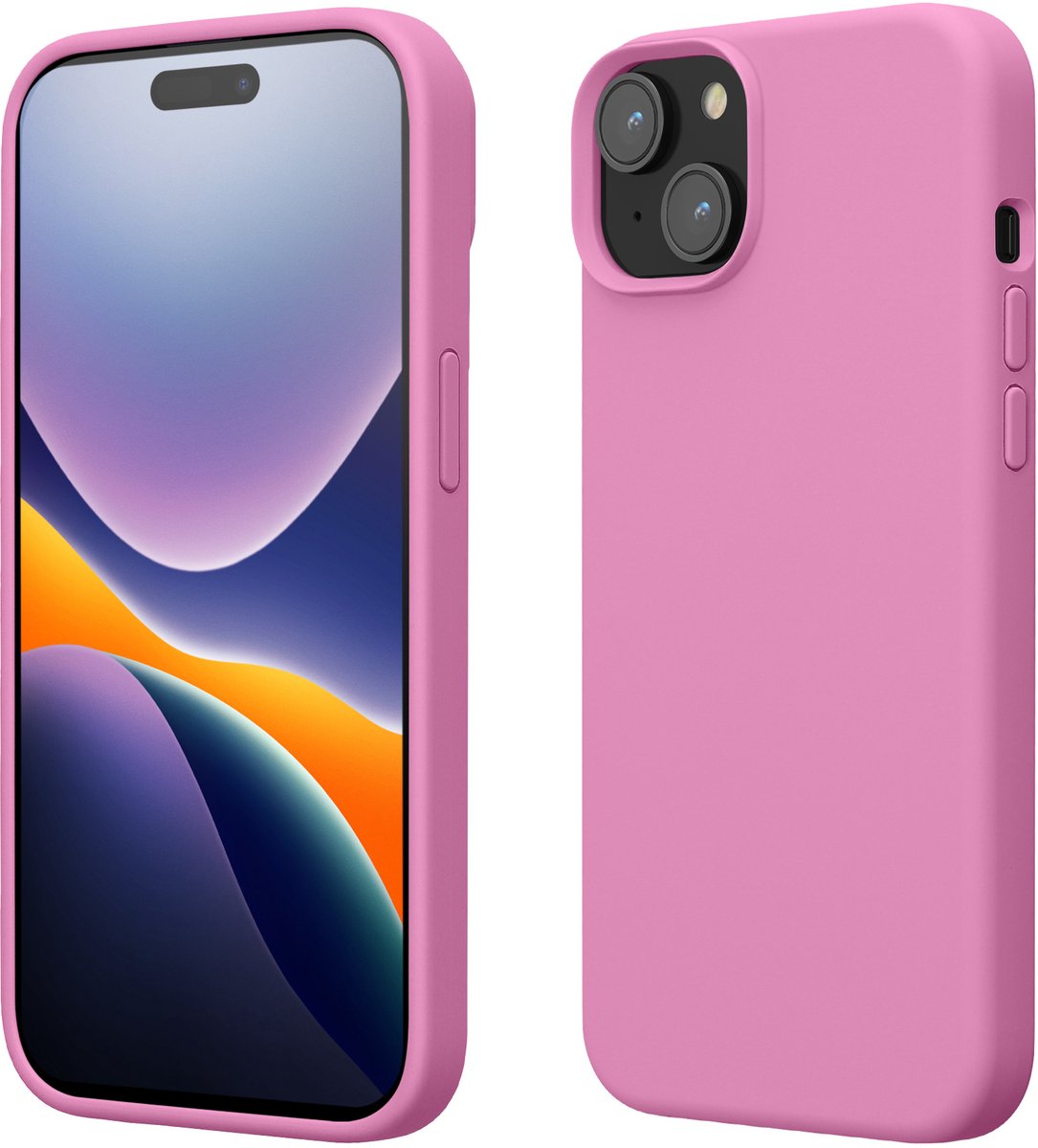 kwmobile Case voor iPhone 15 - Slank TPU-Hoesje met Zachte Afwerking - In Roze lavendel