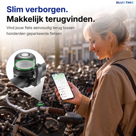 BlueTime - AirBell Pro - Anti Diefstal - GPS - Fiets Accessoires - Fietsbel inclusief tracker - Fiets anti diefstal - Fiets GPS tracker - Geschikt voor Apple van BlueTime — afbeelding 2