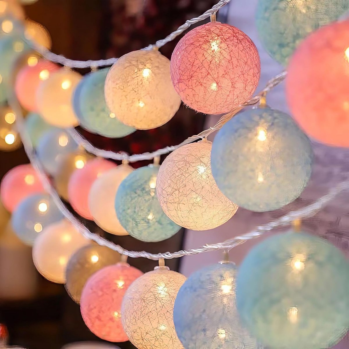 Slingerlichten - Warm Witte LED Slingerlichten - Batterijgevoed - 2 Lichtstanden (Constant en Knipperend) - Geschikt voor Slaapkamer Kinderkamer Feest en Kerst - 6 Meter - 40 Lampjes