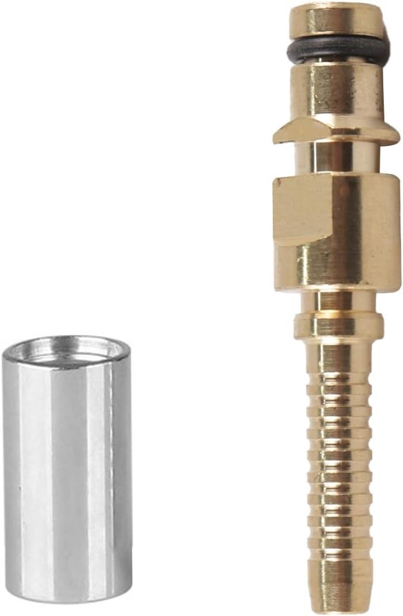 Drukreiniger Slangconnector 6.5mm Snelle Koppeling Mannetje Adapter met Crimp Sleeve voor Drukreinigers en Tuinmachines