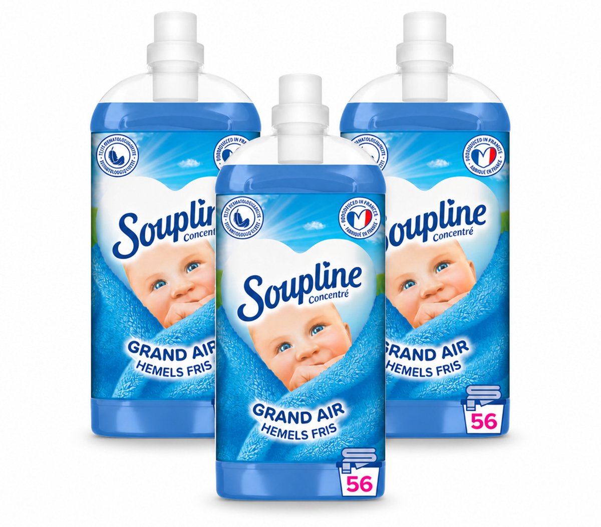 3 x Soupline - Wasverzachter - Hemels Fris - 1350 ml - Bulkverpakking - 3 stuks
