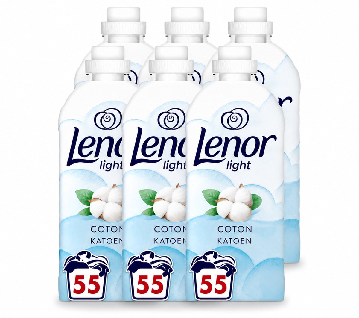 6 x Lenor Light - Wasverzachter - Katoen - Fris & Zacht - 55 Wasbeurten - Voordeelverpakking - 6 stuks
