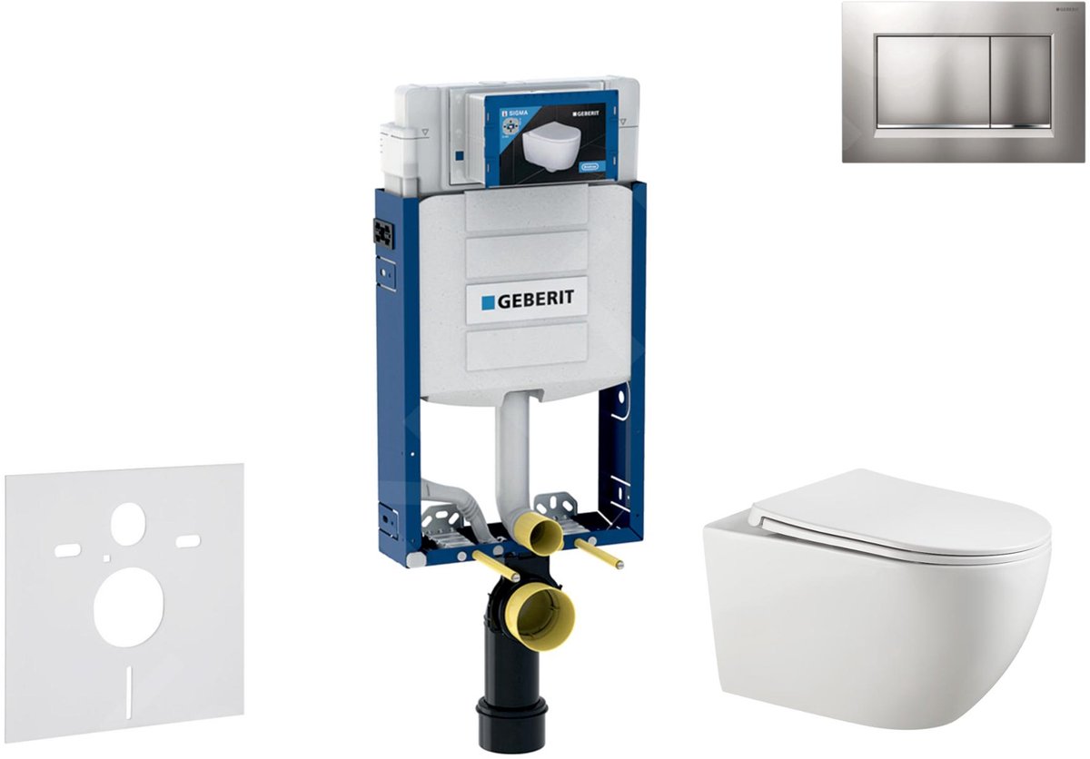 Voorwand montageset, Gaia toilet en softclose zitting, Sigma30 bedieningsplaat, chroom mat/chroom
