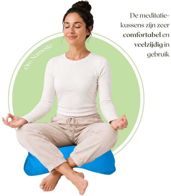 Om Namaste Halve Maan Meditatiekussen Zitkussen Blauw - Pro Moon - Turquoise van Om Namaste — afbeelding 4