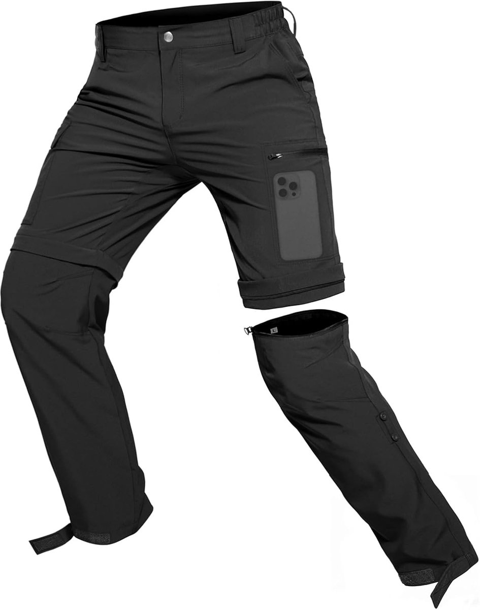 Heren Wandelbroek Zip Off Lichtgewicht Ademend Qiuck Dry Convertible met 5 Zakken voor Trekking Cargo Tactische