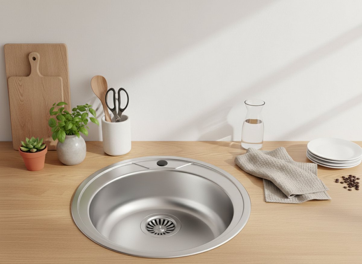 FAIZEE HOME RVS Spoelbak Keuken – Inbouwspoelbak Zilver – Diverse Maten en Modellen Ø 51 cm Zonder kraan
