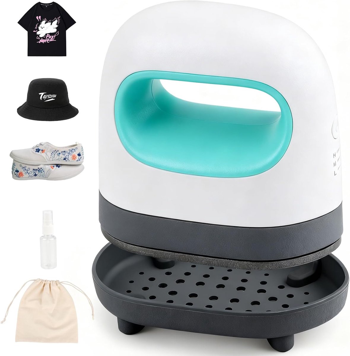 Talifoca Mini-warmtepers, plotter met 3 warmtestanden, transferpers, plottermachine met geïsoleerde veiligheidssokkel, draagbare warmtepers, plottermachine voor doe-het-zelf T-shirts, schoenen, hoeden