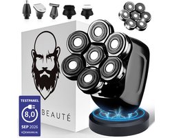 Sansbeauté® 6-in-1 Scheerapparaat Mannen + Extra Scheerkop - Ultimate Set - Trimmer & Tondeuse - Electric Face & Head Shaver - 7D Hoofdscheerapparaat - Hoofd Kaal Scheren – Nat & Droog - Draadloos Opladen - Elektrisch
