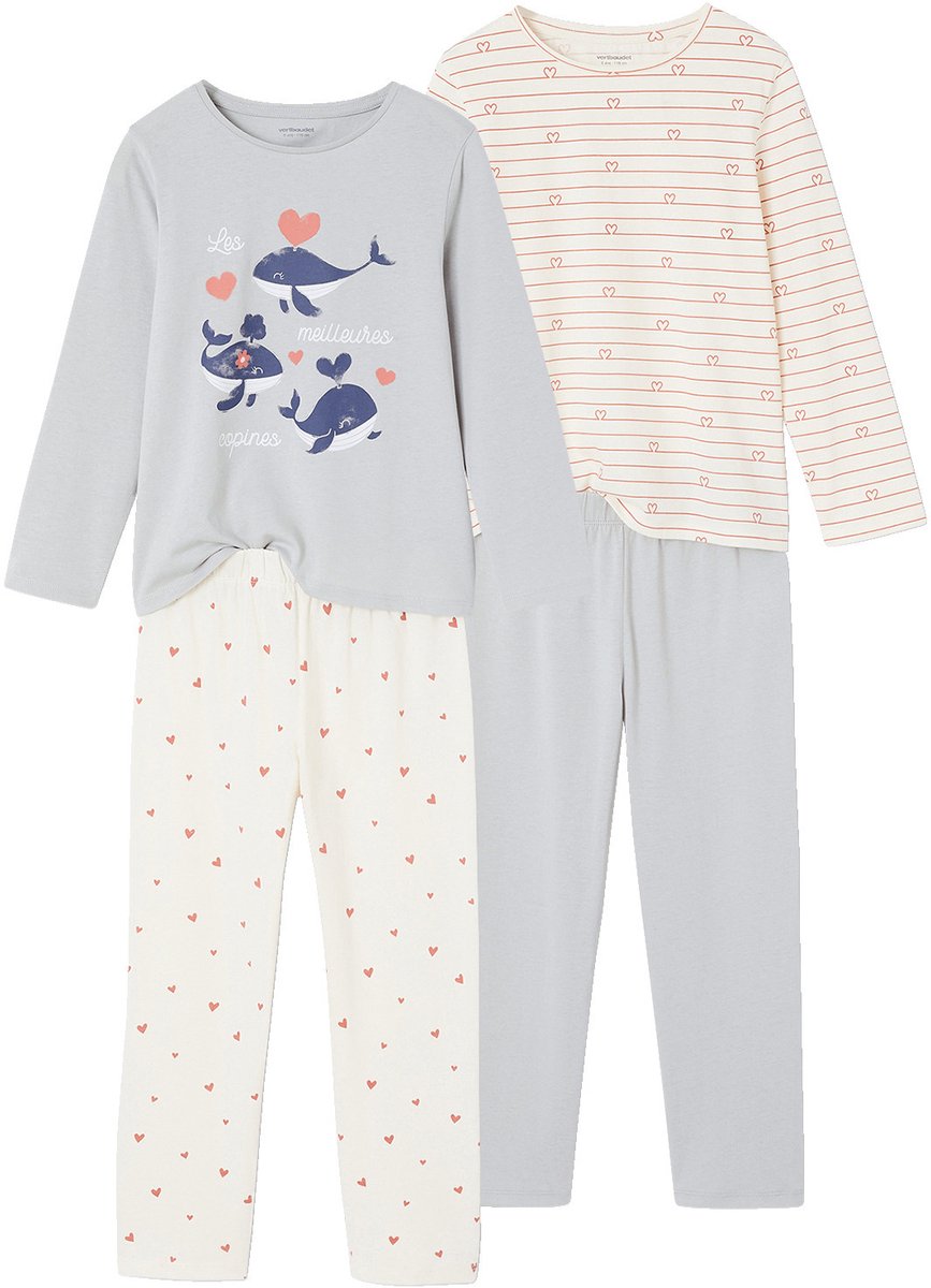 vertbaudet Set van 2 meisjespyjama's beige