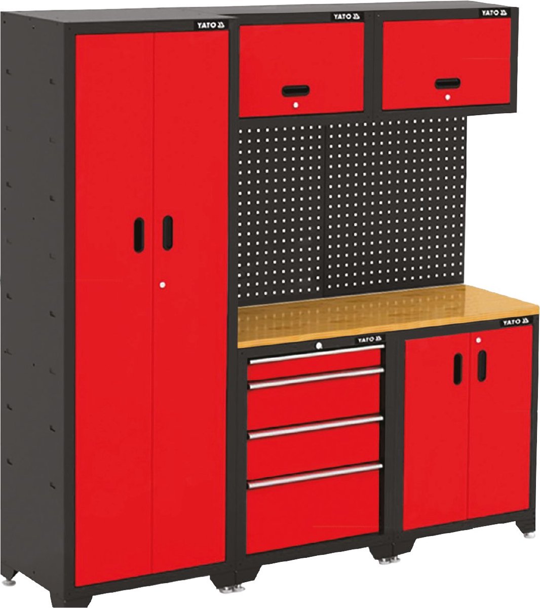 YATO YT-08930 Werkplaatsinrichting Set - Basic Series - 9-Delig - 1980x2000x482 mm - Rubberwood Werkblad