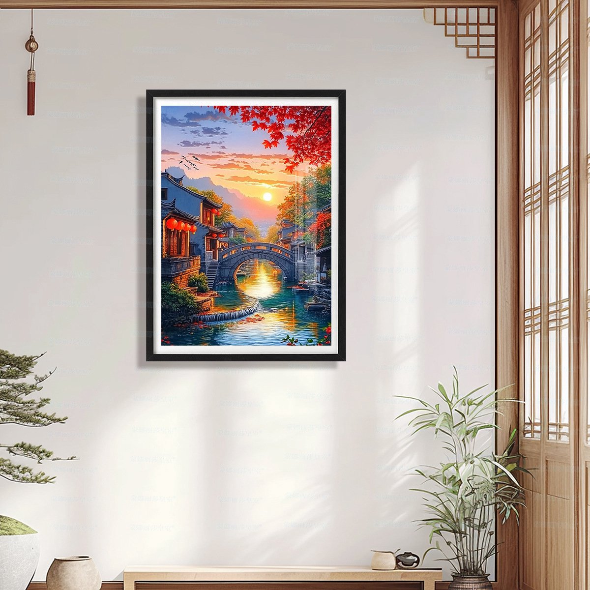 DIY kruissteekborduurpakket/Zonsondergang boven de oude stad/gedrukt kruissteekpatroon borduurpakket (frame niet inbegrepen) 60*80CM