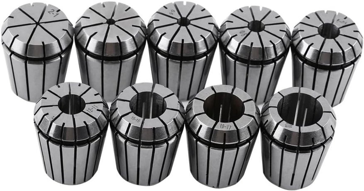 ER32 Collet Set 9-delig voor CNC Freesmachine, Precisie Collets van 2-20 mm voor Professioneel Gebruik