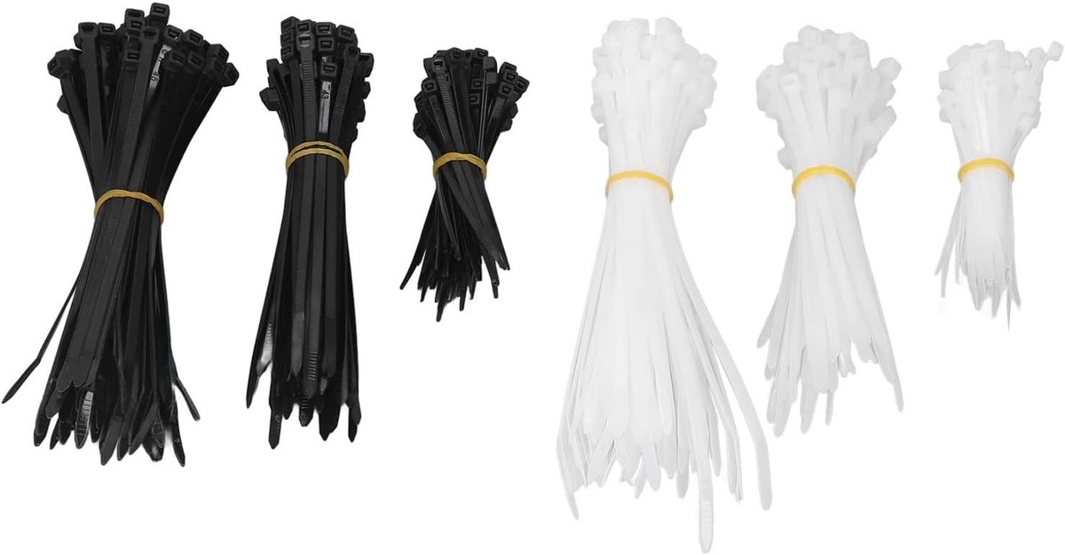 Dunne Kabelbinders, 400 Stuks Nylon Zelfvergrendelende Zip Ties voor Kabelbeheer, Assorted Maten 4-8 inch, Ideaal voor Organisatie en Beveiliging van Draden