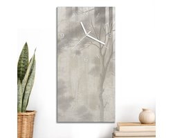 ArtPrintCave Grijs Glazen Klok - 30x60 cm - Rechthoekige Wandklok - Woody Subtiliteit Unieke Klok - Kunst Stille Wandklok - Witte Klokwijzers