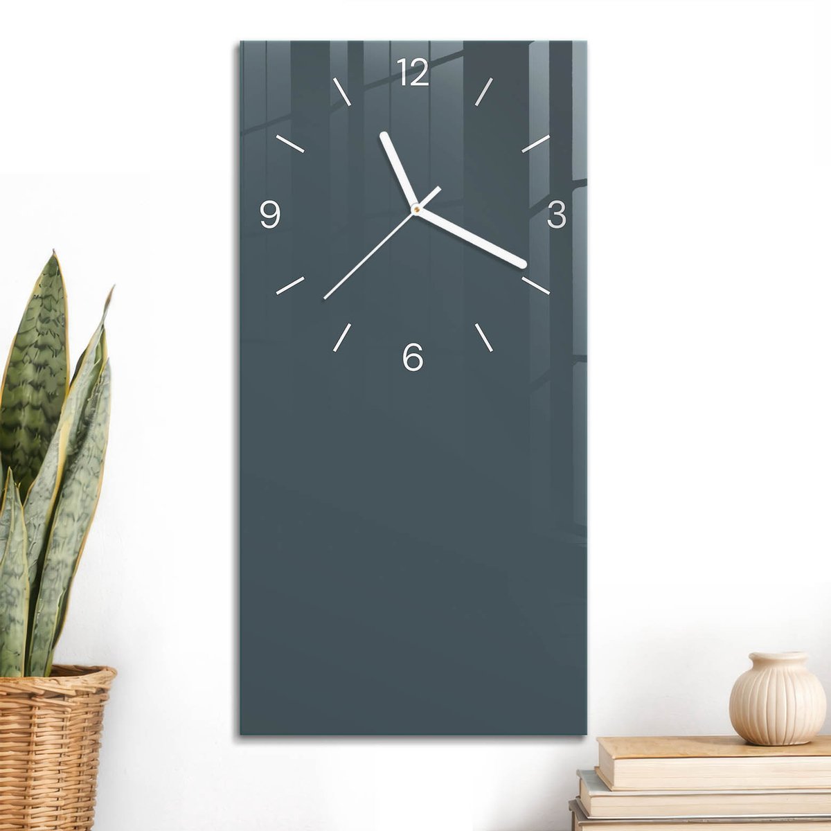 ArtPrintCave Groene Glazen Klok - 30x60 cm - Rechthoekige Wandklok - Turkoois Wandklok Keuken - Abstractie Unieke Klok - Witte Klokwijzers