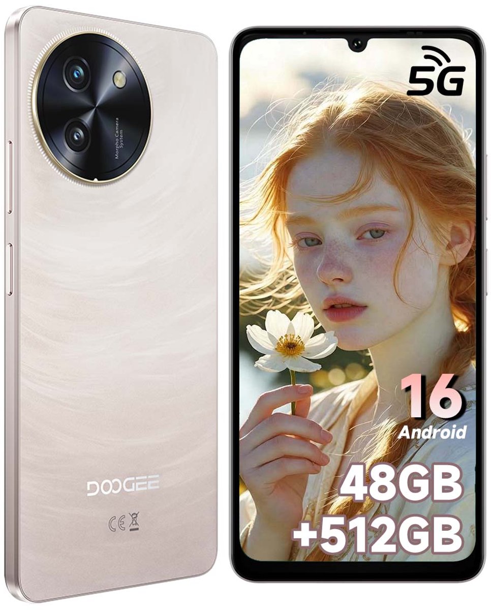 Smartphone DOOGEE Note 59 Pro - 48GB RAM - 256GB ROM - 6,75inch 120Hz - Android 16 - 6250 mAh - AI Camera - NFC, GPS - DOOGEE Mobiele Telefoon 5G - Goud