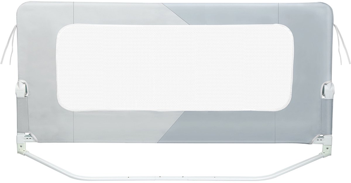 PIPIPOXER Bedhekje - Bedhek - Bedhekje Verstelbaar Inklapbaar - Optilbaar 180 x 73-86cm -met opvangnet- Draagbaar– Bedrail - Geen boren nodig - Tweekleurig grijs