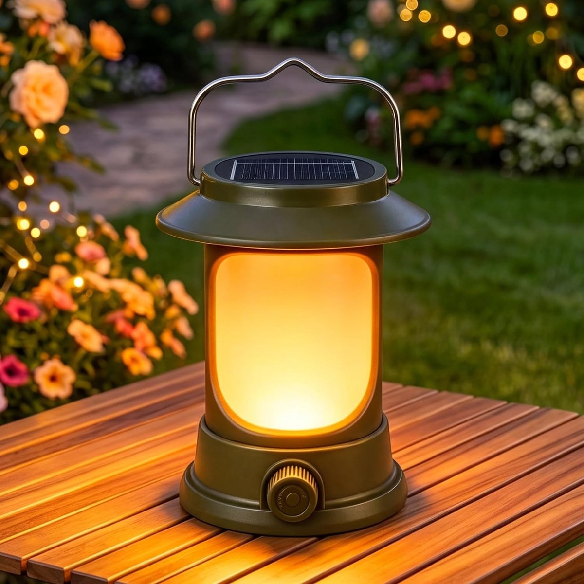 Led-campinglamp, zonne-energie en USB-C, oplaadbaar, draagbaar campinglicht, traploos dimbaar met haken, 3 lichtmodi, IPX4 waterdicht, tentlamp voor kamperen, wandelen, noodgevallen