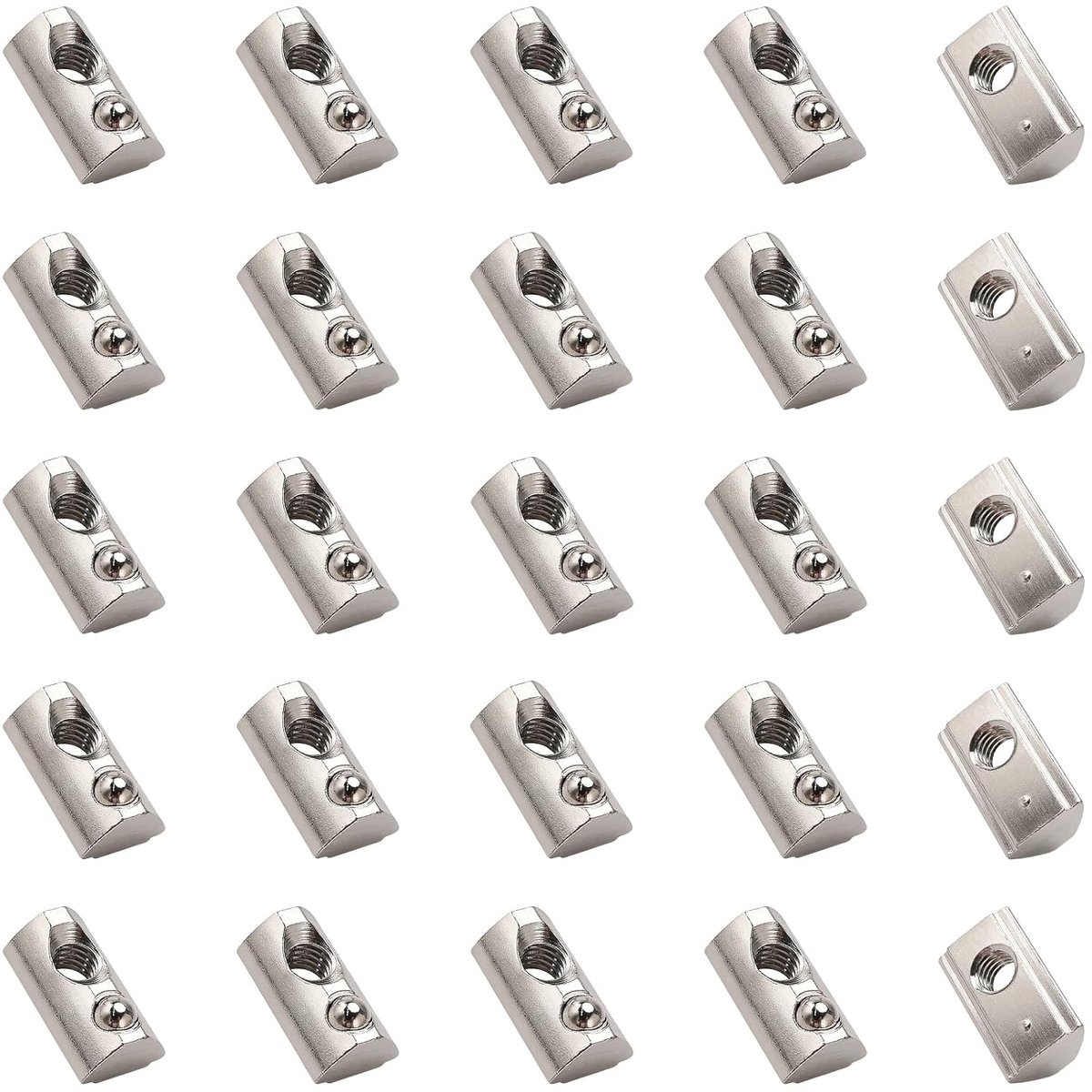 25 Stuks 30 Serie M6 T-Veermoeren, Groefstenen met Kogelmoer, voor Aluminium Extrusieprofielen met Sleuf van 8mm