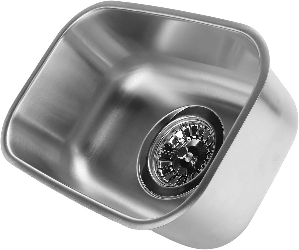 Roestvrijstalen Mini Enkele Kom RV-gootsteen met Afvoeruitlaat voor Auto's Boten Campers Jachten 12,6x8,66x4,72 in