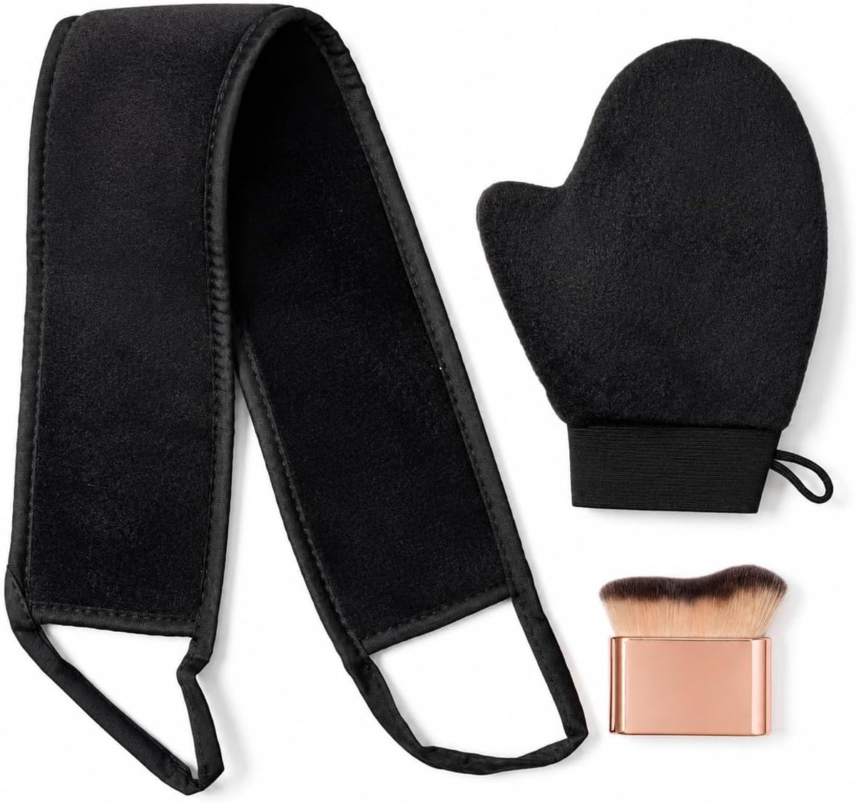 3 stuks zelfbruinende handschoen applicator set 3-in-1 exfoliator handschoen bruiningskwast voor zelfbruiner crème hulp rug rugapplicator gezichtshandschoen lichaamslotion crème gelijkmatig
